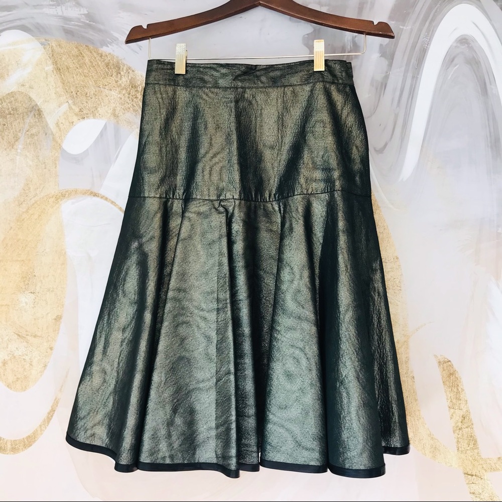ALFRED SUNG | Vintage Satiny Deep Green Alfred Sung Flouncy Swing Skirt Size 8